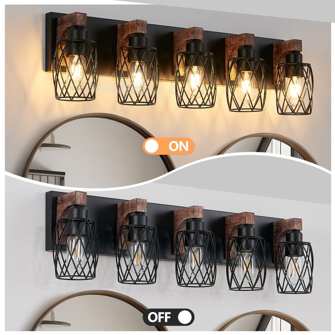 31 Industrial Vintage 5-Light Wall Sconce - Black Cage Wall Lighting F