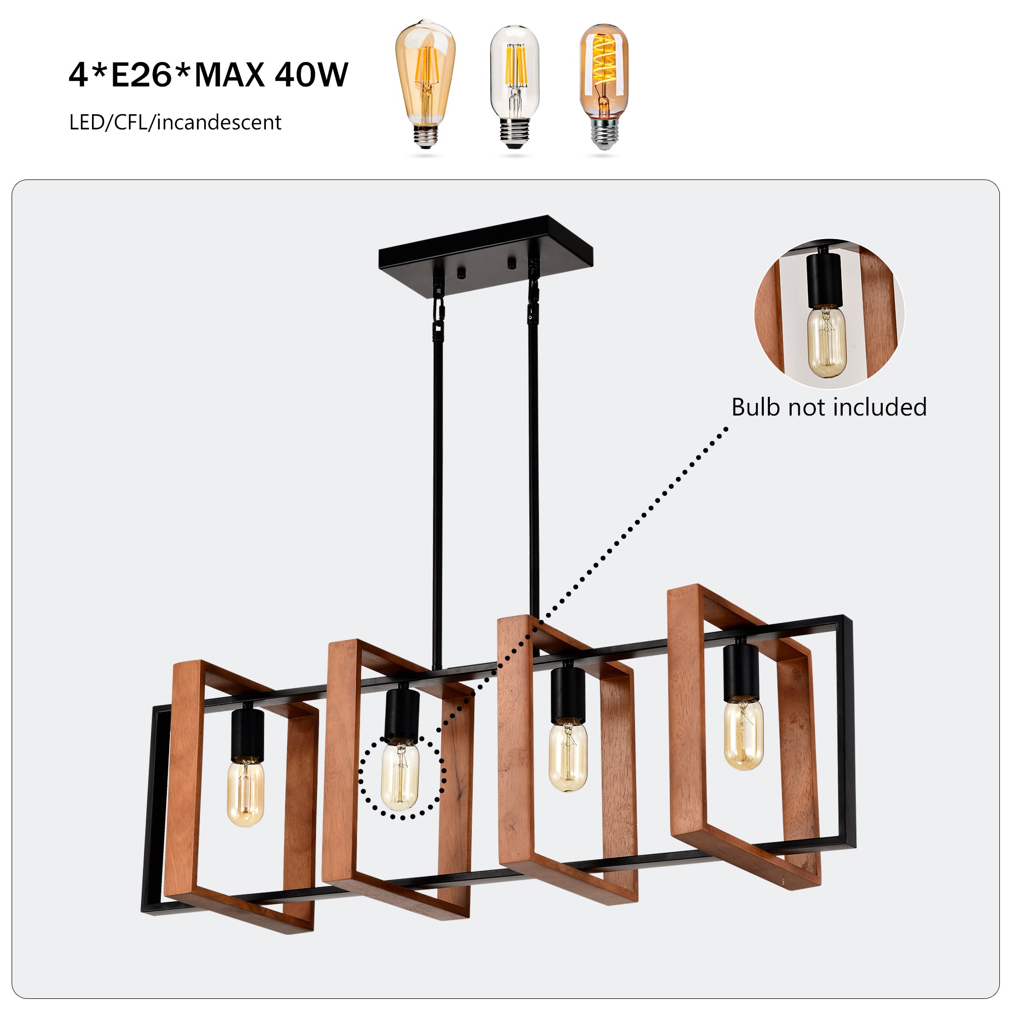 4-Light Kitchen Island Lights Pendant Light Farmhouse Dining Room Ligh