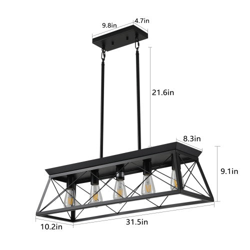 Modern Farmhouse Chandelier | Rectangular Ceiling Light