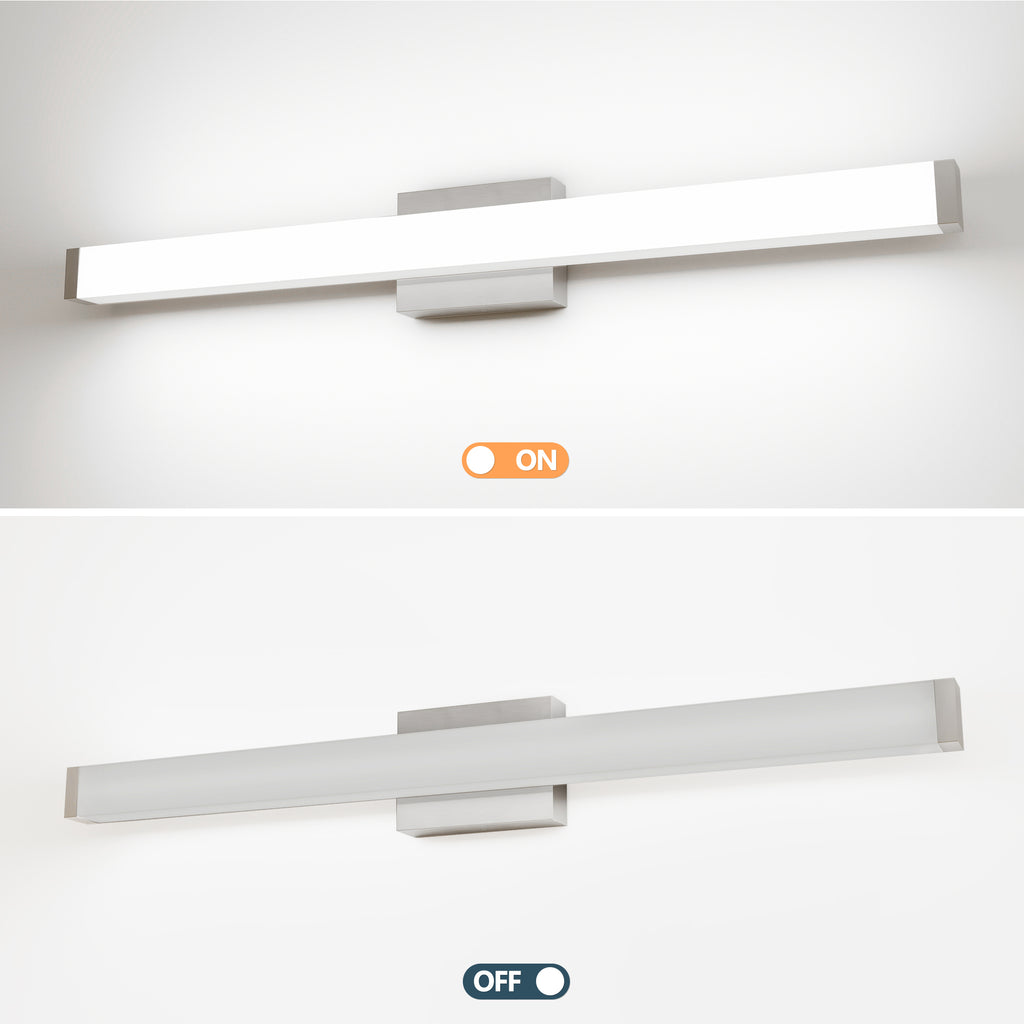 Bathroom Vanity Light Brushed Nickel Square LED 33inch 18W 6000K Cool