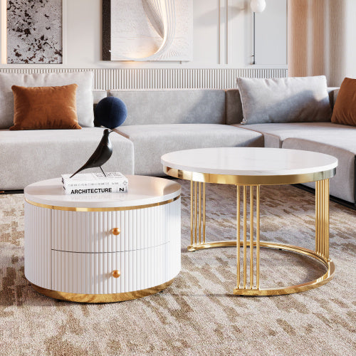 Gold White Nesting Tables | Round Design
