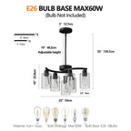 Modern Farmhouse Chandelier, 6-Light Matte Black