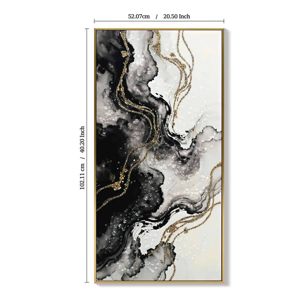 Large Framed Black And White Abstract Wall Art