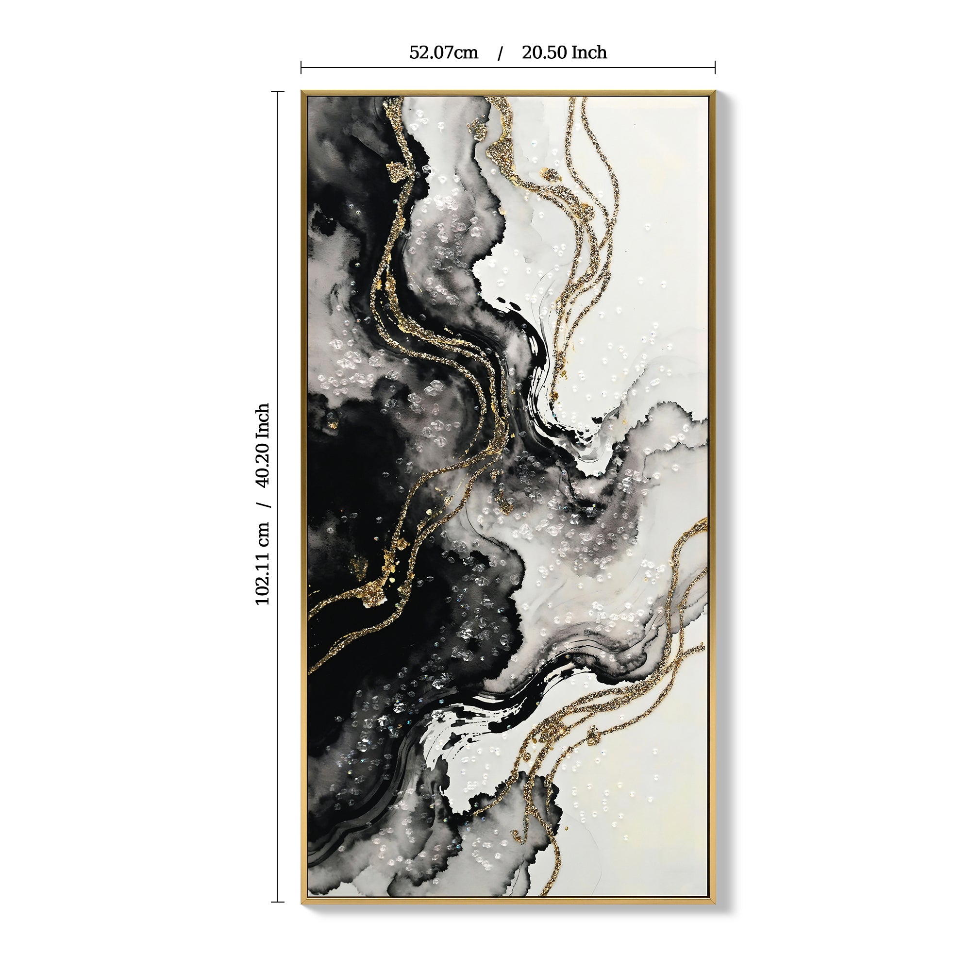 Large Framed Black And White Abstract Wall Art