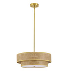 17.7 Inch Woven Rattan Linen Semi Embedded Ceiling Light Fixture