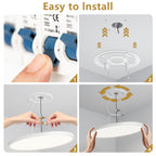6PK 12 In. LED Flush Mount Ceiling Light Fixture - 2880 Lumens