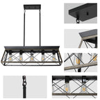 32in Black Gold Industrial 5-Light Pendant Chandelier