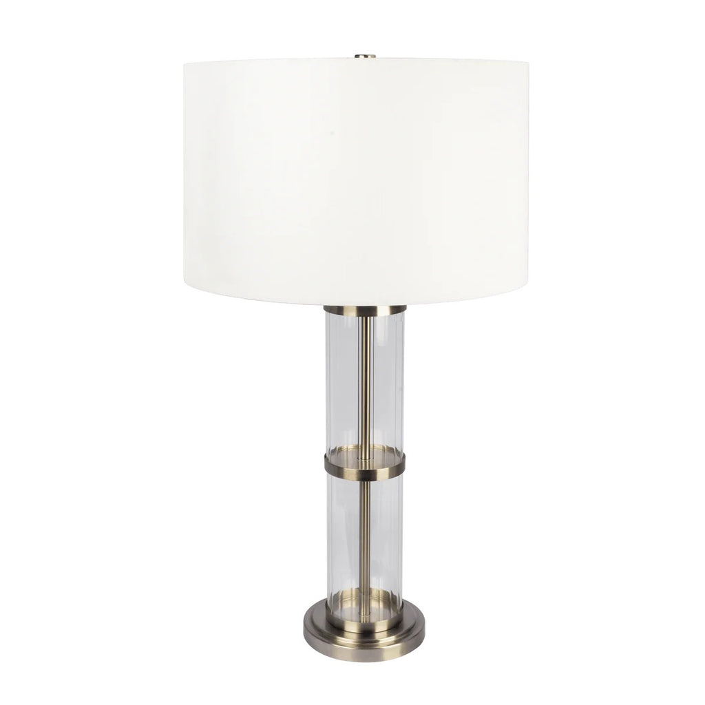 Echo Brushed Nickel Table Lamp With On Off Switch Clear Glass Body Met