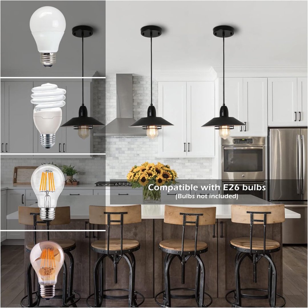 Farmhouse Vintage Pendant Light Black Fixture Pendant Lights With Spri