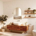 30x36 Inch Gold Metal Framed Arched Bathrrom Mirror For Wall.