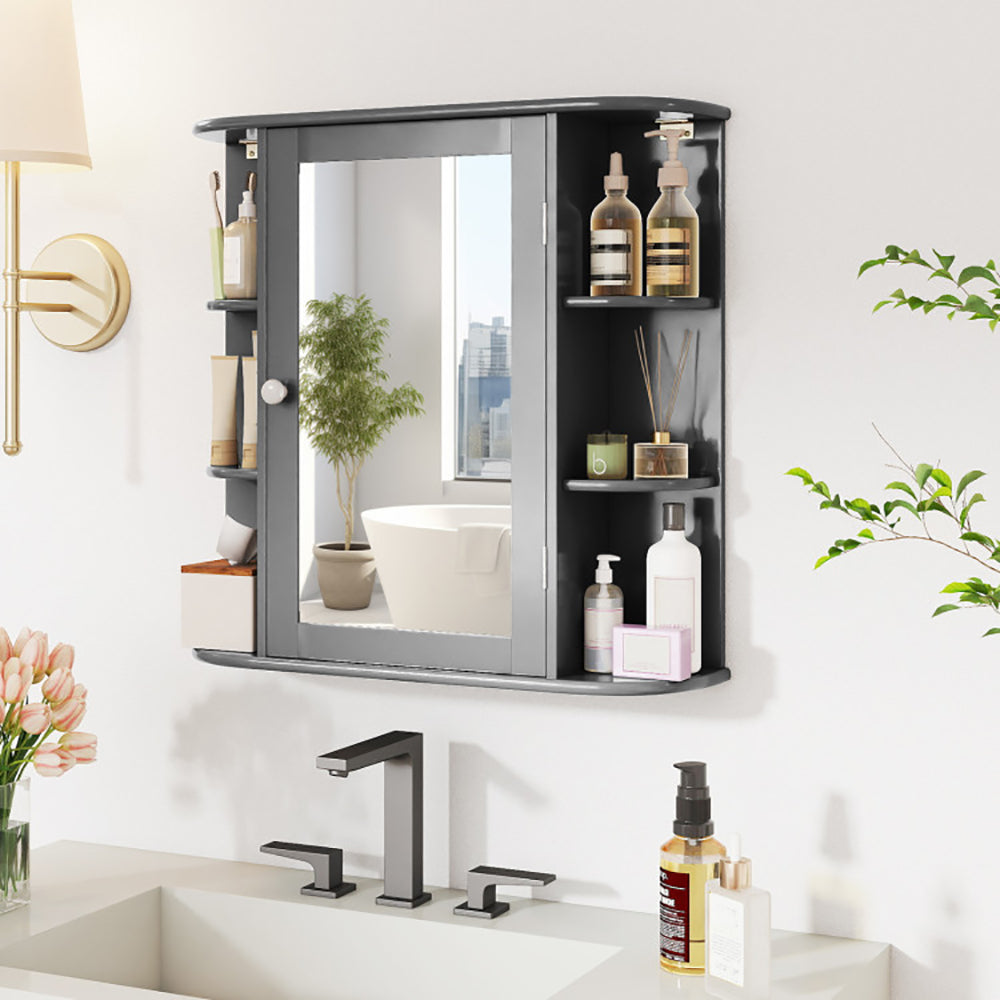 Wall-Mounted Bathroom Mirror Cabinet With Storage Shelves