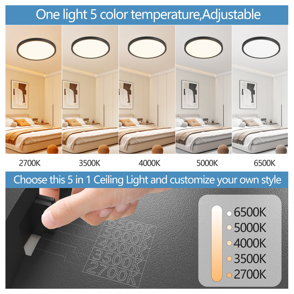 6PK 12 Inch Dimmable LED Flush Mount Ceiling Light