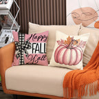 4 Pack Fall Pillow Covers 18x18in Farmhouse Pumpkin Maple Leaf Cushion