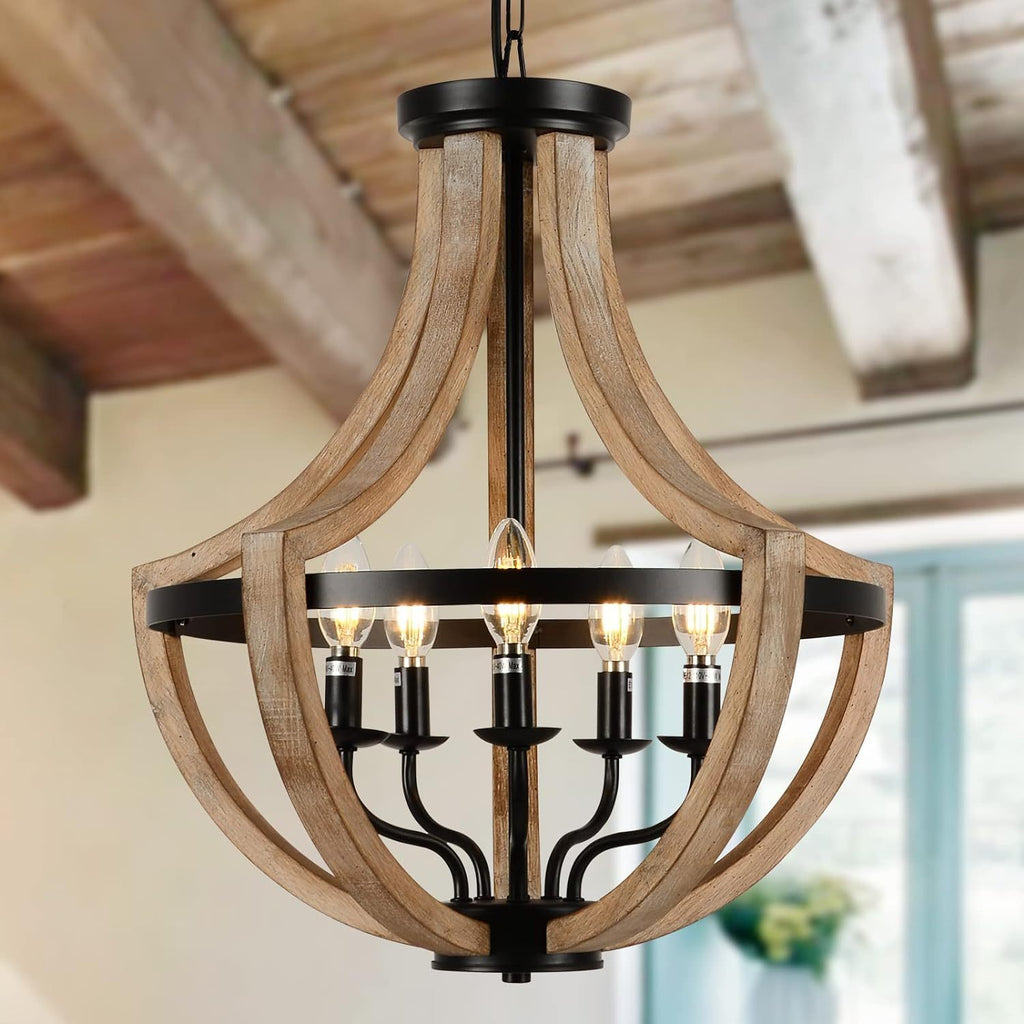 Modern Solid Wood Chandelier | Adjustable Hanging