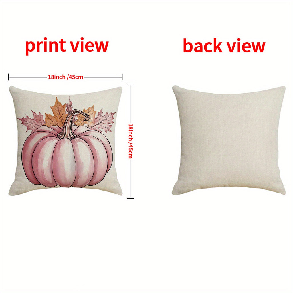 4 Pack Fall Pillow Covers 18x18in Farmhouse Pumpkin Maple Leaf Cushion