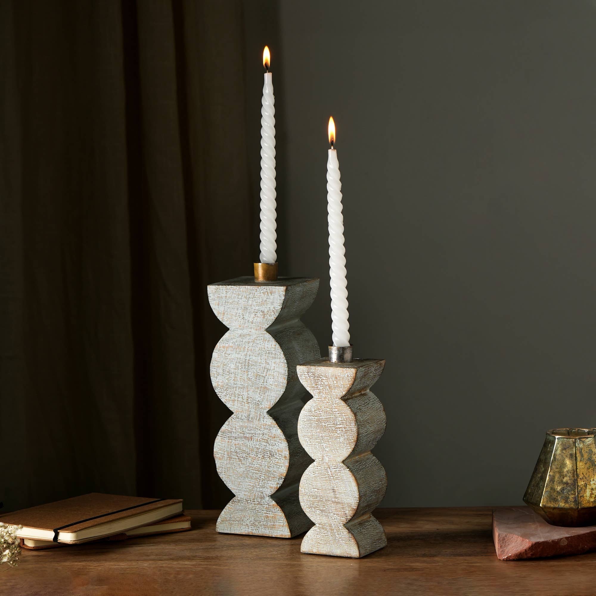 Decorative Wooden Centerpiece Candle Holder- 3x9 Elegant Candle Stand