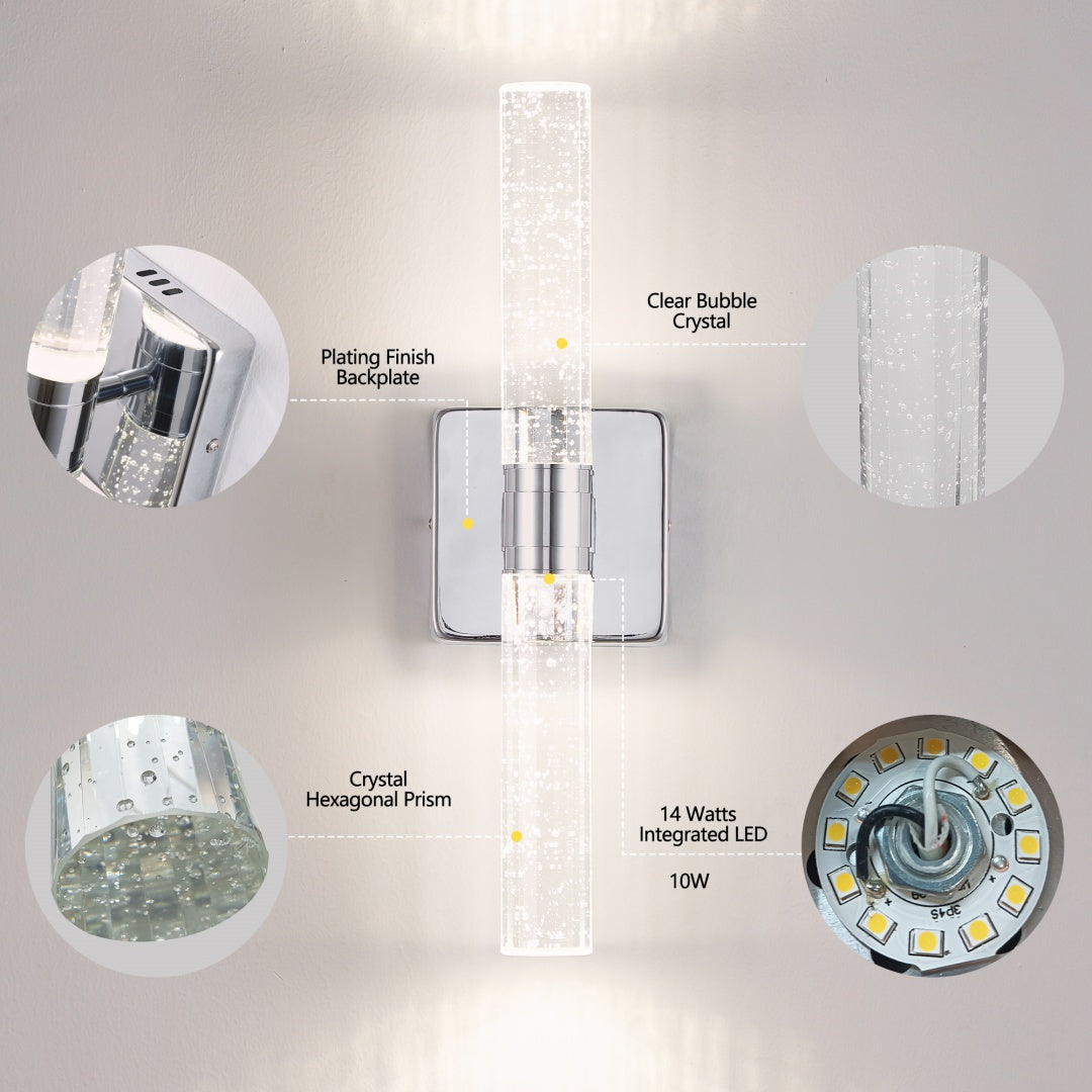 17in H Contemporary Crystal Wall Light