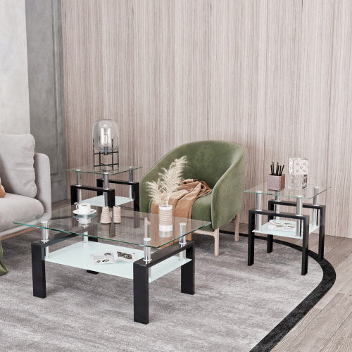 Modern Glass Coffee Table Set | Square Design