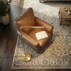 Verve Brassed Gold Floor Lamp With On Off Adjustable Led Round Base