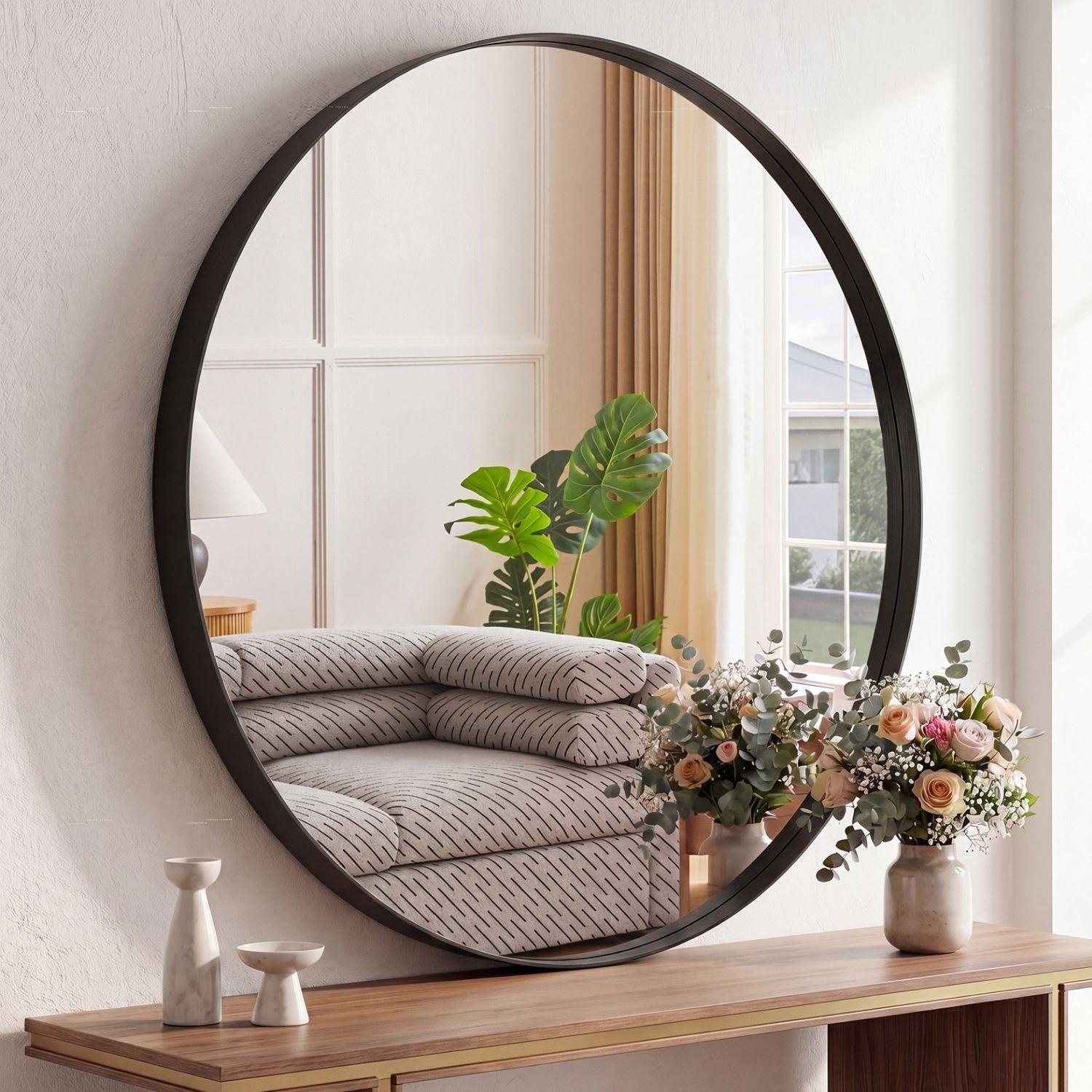 Round Wall Mirror With Metal Frame