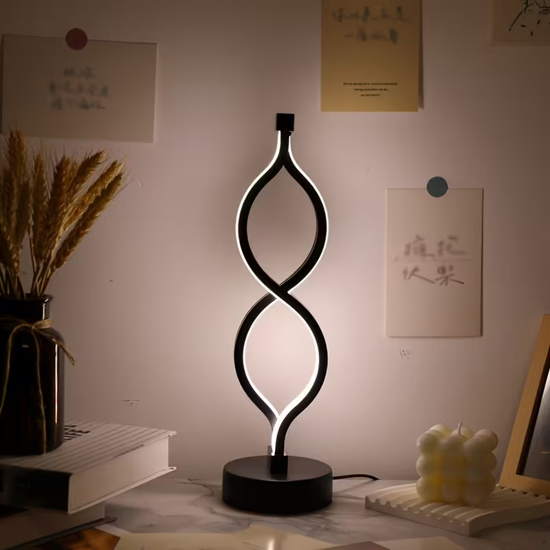 2Pcs Modern Wave-Shaped USB Desk Lamp With 3-Color Dimmable Lighting F