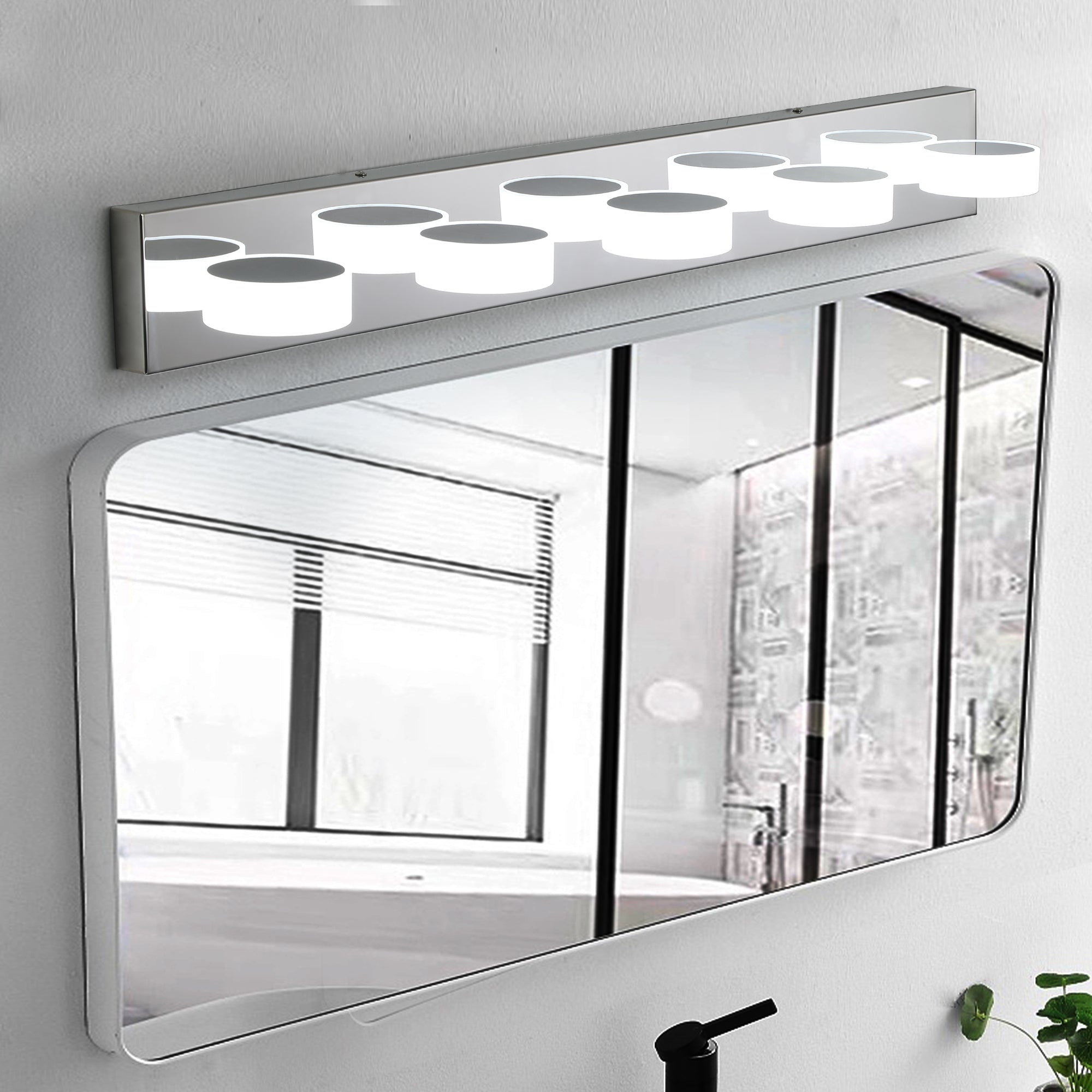 37 Modern 5-Light LED Vanity Light Fixture - Chrome Finish With Acryli