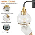 23in Modern 3-Light Vanity Wall Sconce - Black And Gold Bathroom Light