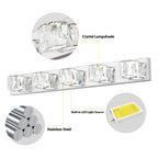 35 Modern Crystal 5-Light LED Wall Sconce -Elegant Chrome Bathroom Van
