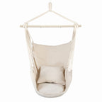 Beige Pillow Hanging Chair Polyester Cotton Belt 2pcs Pillow