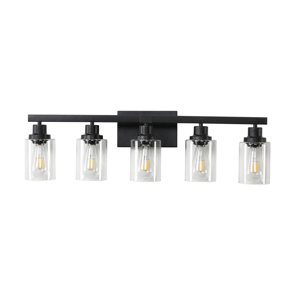 31 Modern Black 5-Light Bathroom Vanity Light Fixture