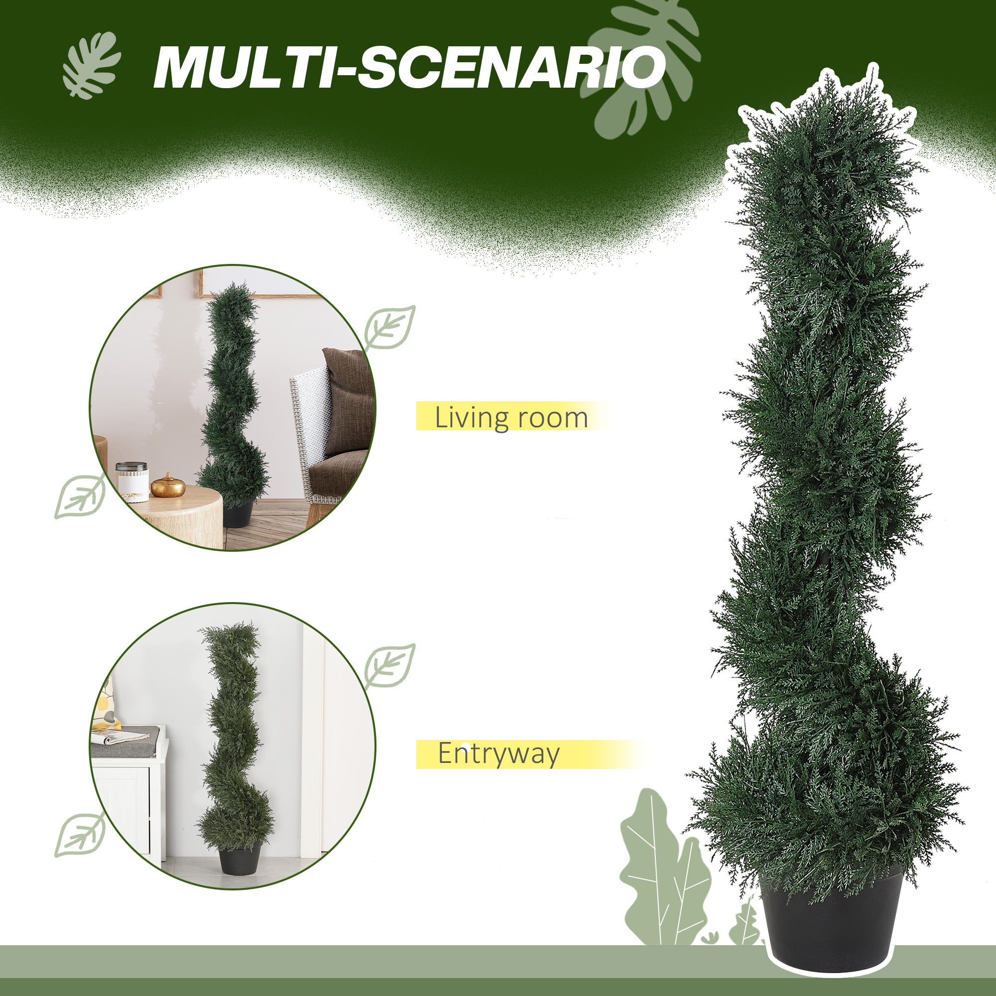 3FT Topiary Artificial Faux Cedar Tree Spiral Fake Plant