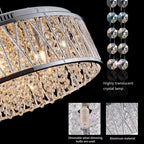 Modern Crystal Chandelier 19 Inches Aluminum Iron Round Ceiling Light