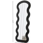 Flannel Full Length Wave Black Floor Mirror With Stand For Bedroom Liv