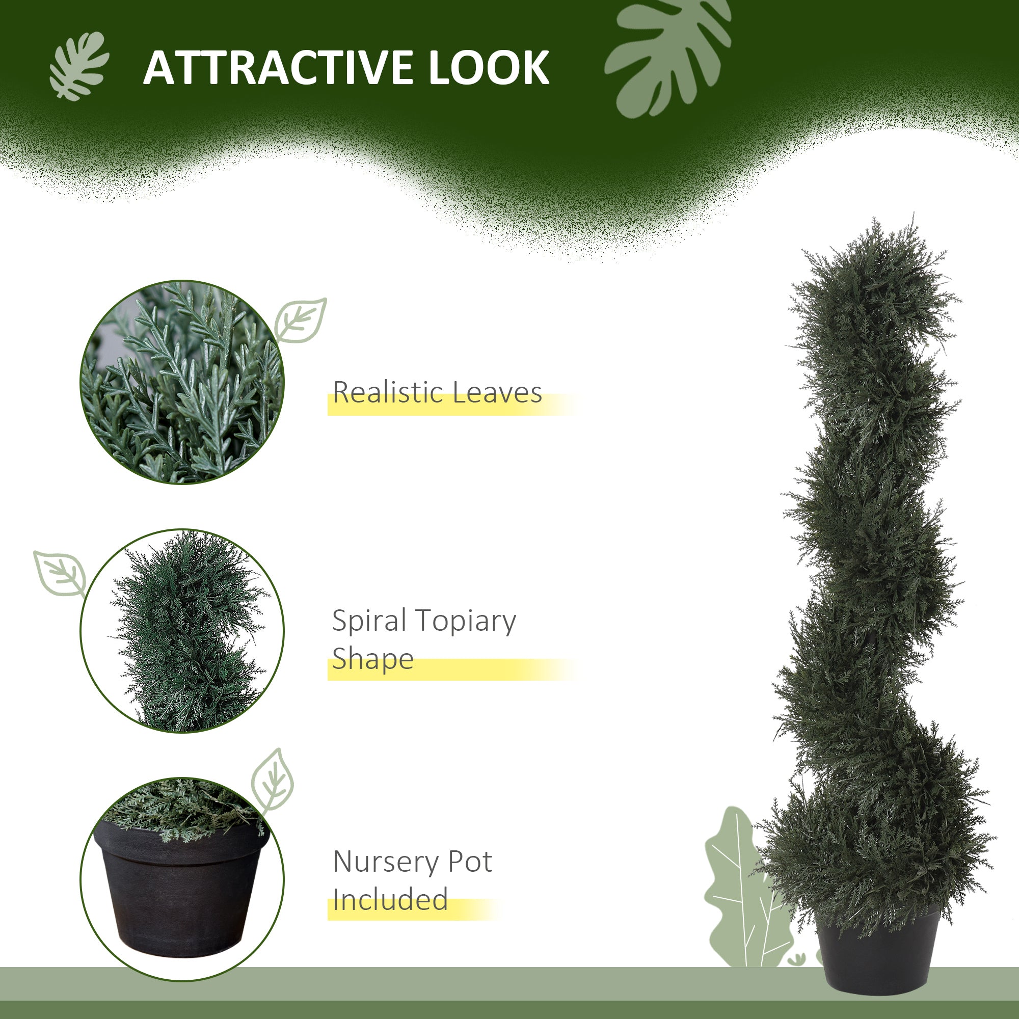 3FT Topiary Artificial Faux Cedar Tree Spiral Fake Plant