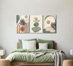 Boho Abstract Canvas Wall Art, Framed 12 x 16 Inch, Set of 3