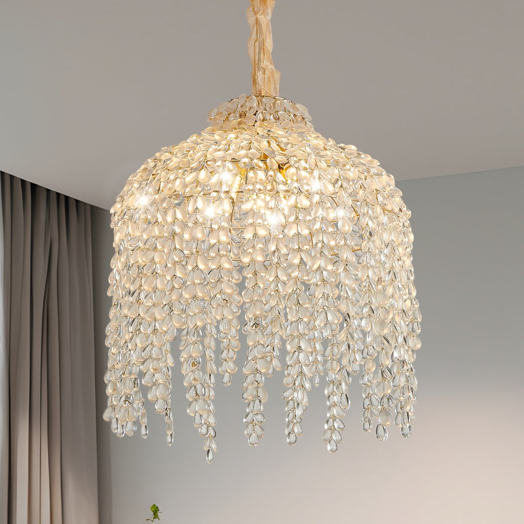 16 Inch 5-Light Crystal Pendant Light Chandelier- Elegant Waterfall De