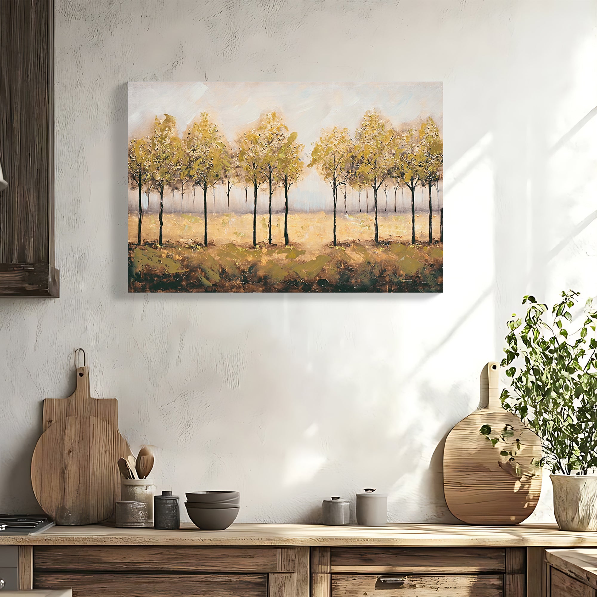 Framed Wall Art Decor Canvas Print Autumn Embellishments Plant Forest
