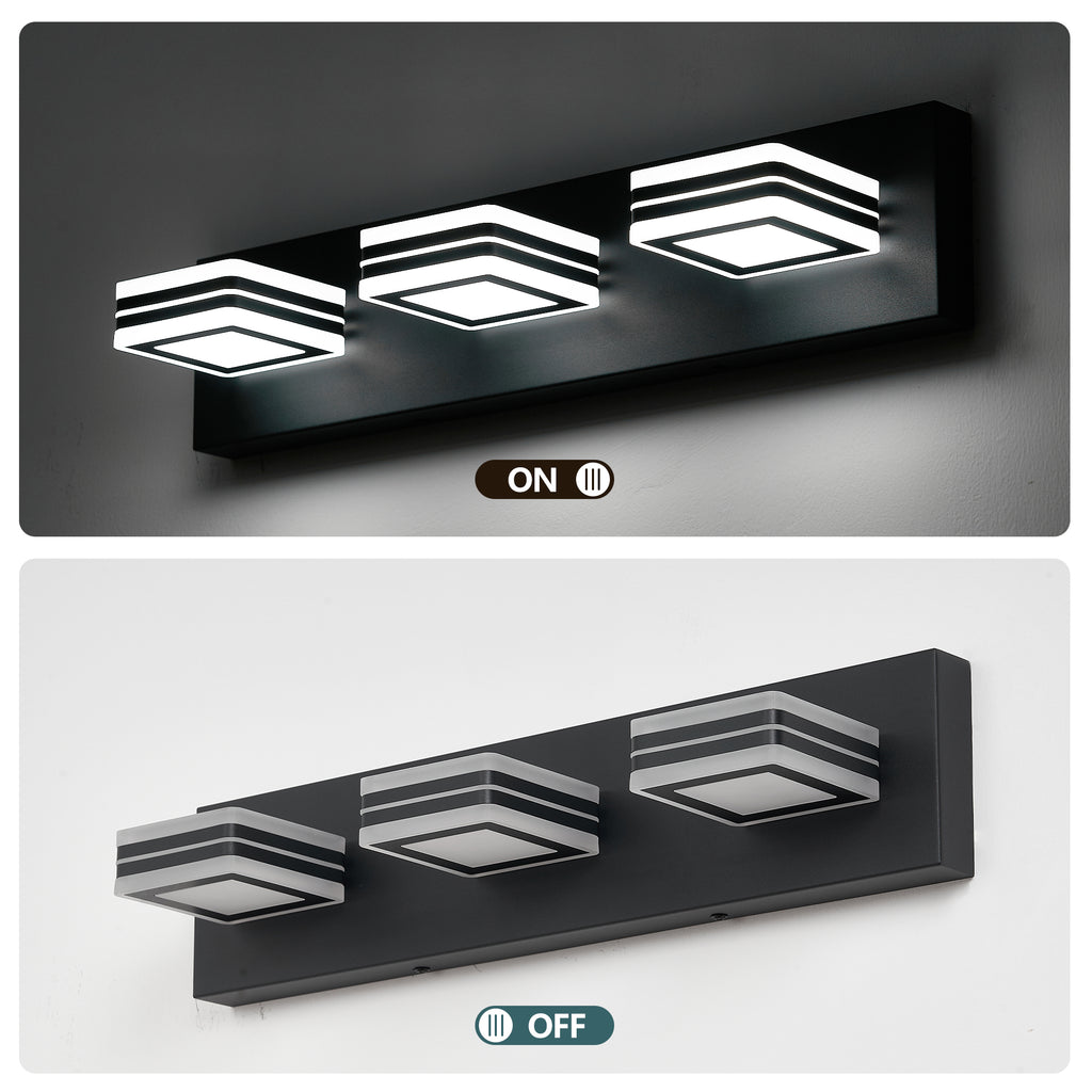 Matte Black Vanity Light Fixtures 3 Lights Up And Down LED Modern Bath