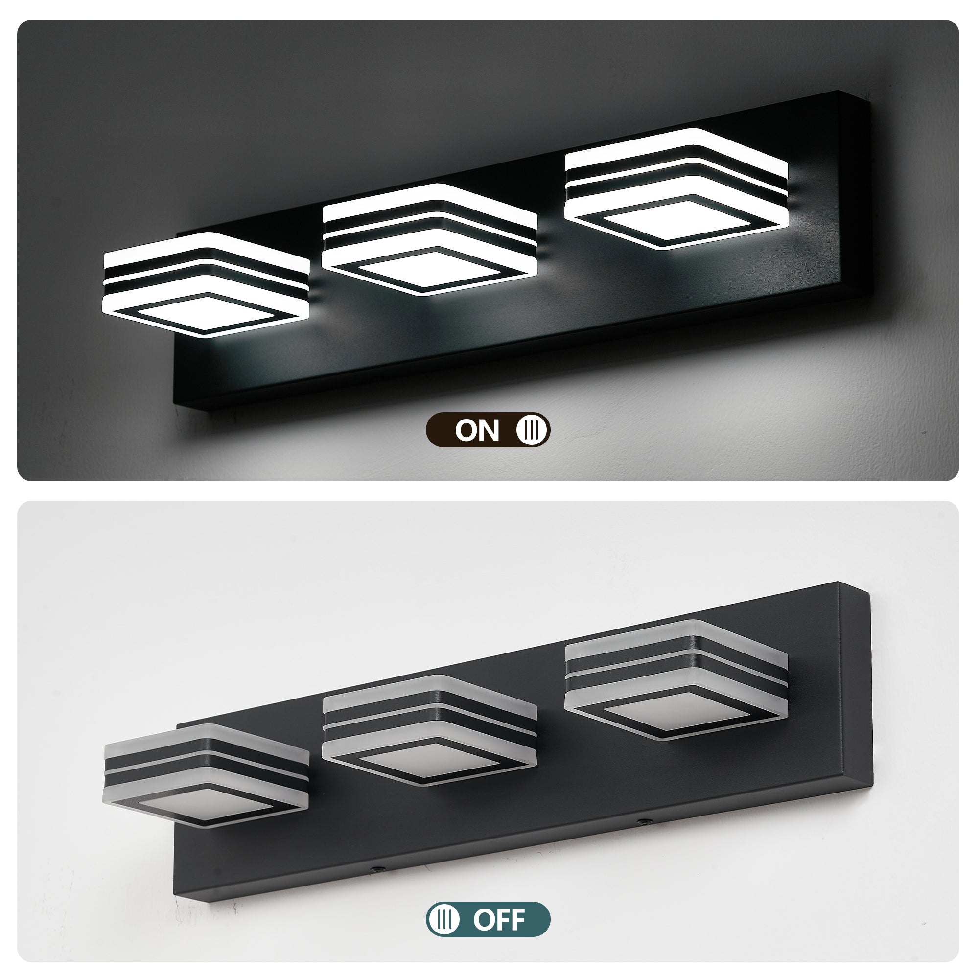 Matte Black Vanity Light Fixtures 3 Lights Up And Down LED Modern Bath