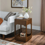 Small Wooden Side Table | Multi-Shelf Design