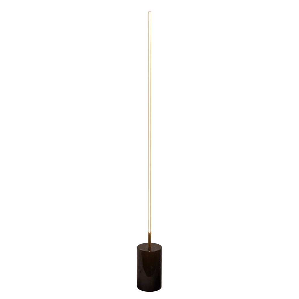 Prism Brassed Gold LED Floor Lamp With On Off Faux Marble Base