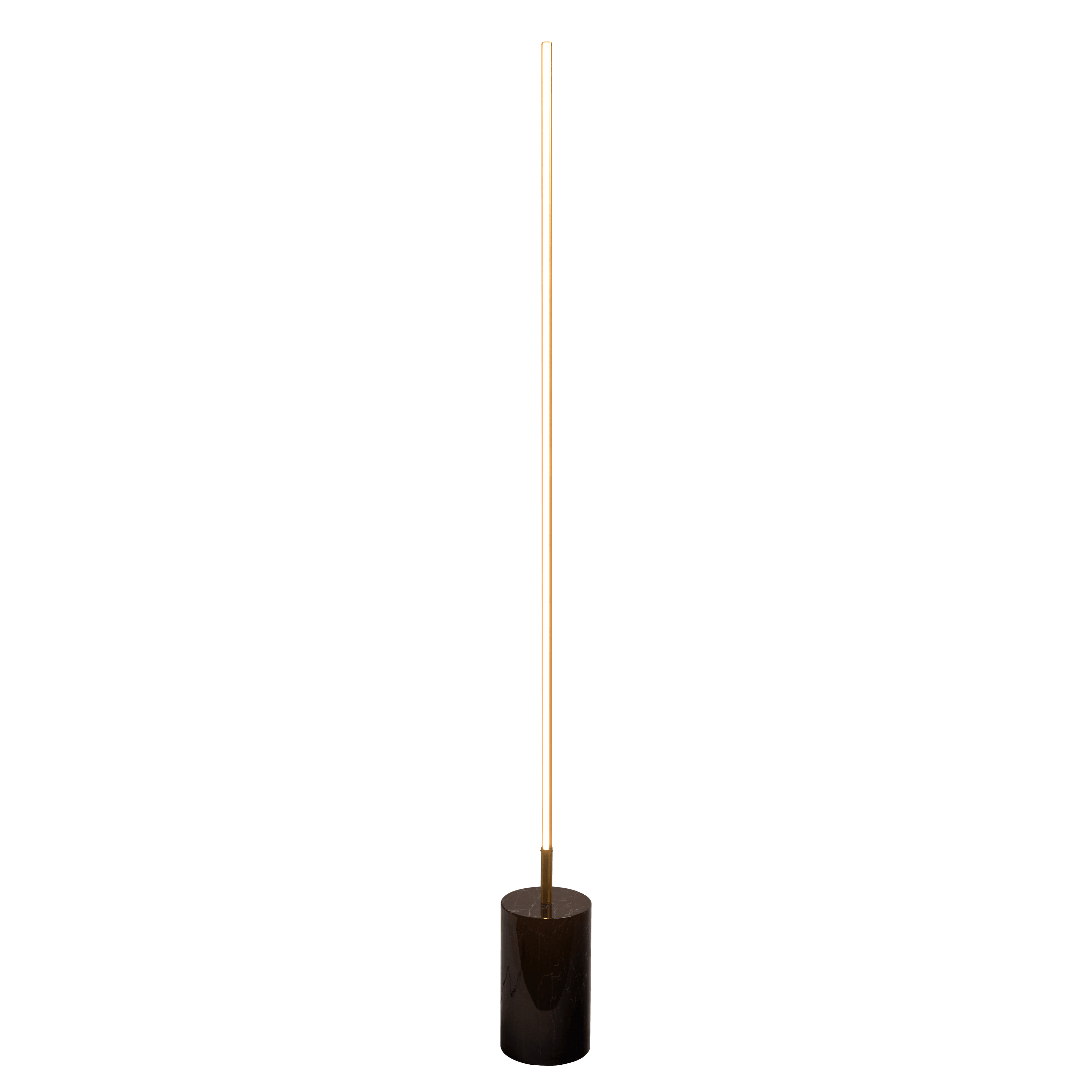 Prism Brassed Gold LED Floor Lamp With On Off Faux Marble Base