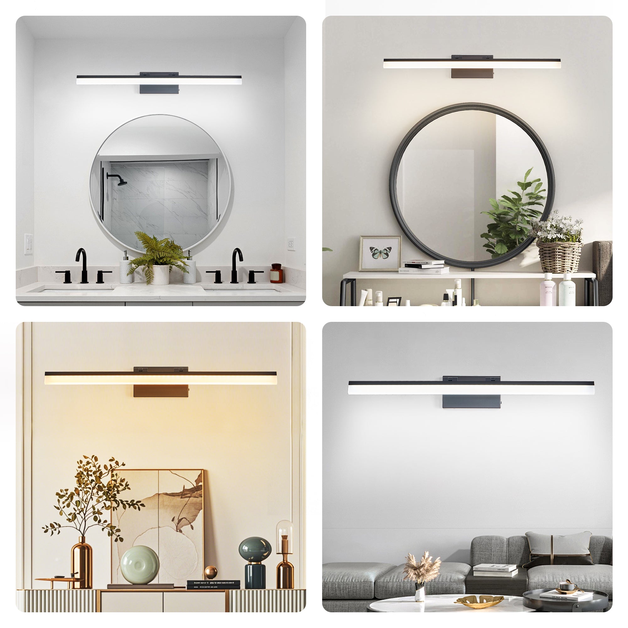 32 Inch Modern LED Bathroom Vanity Light - Sleek Black Metal Wall Ligh