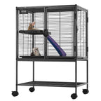 34' Metal Small Animal Cage 2-Tier Rolling Ferret Cage With Tray A Ram