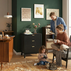 Fluted Wood Nightstand | Curved Drawer Design