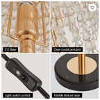 19 Inch Height Elegant Crystal Table Lamp Vintage Waterfall Design Wit