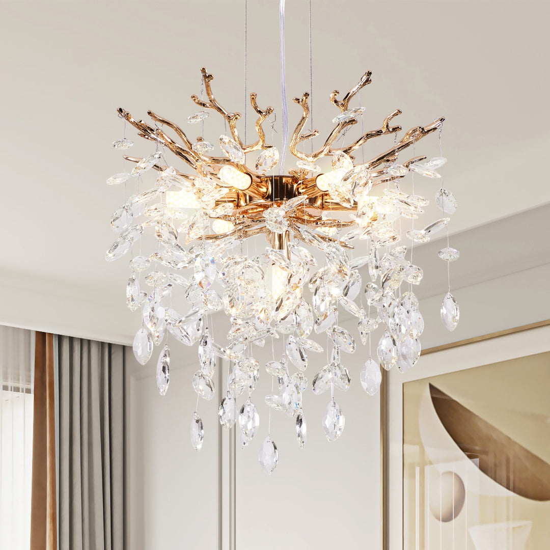 Modern Tree Branch Crystal Chandelier Luxury Gold Crystal Pendant Ligh