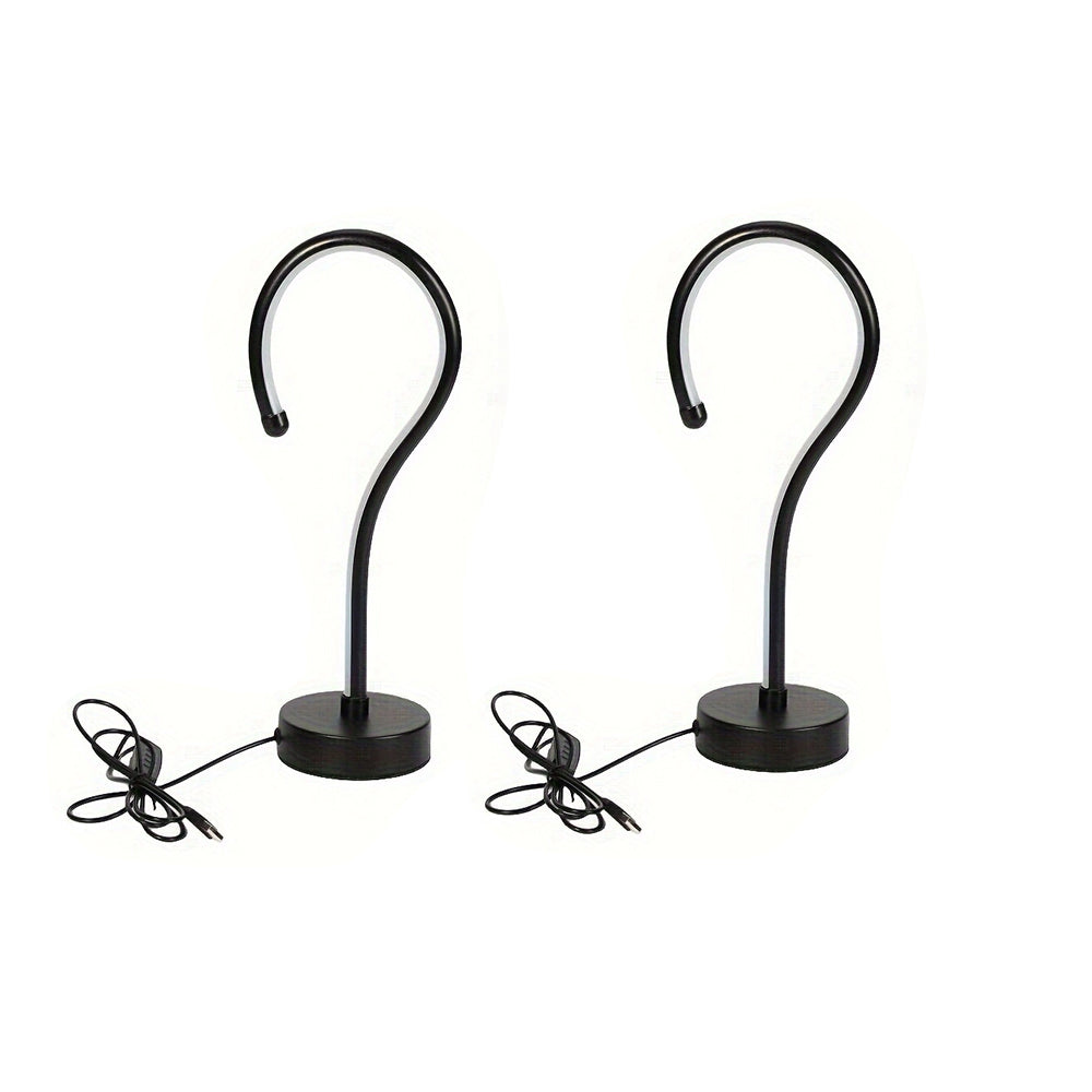 Question Mark LED Table Lamp, Sculptural Matte Black Accent Light, Set of 2