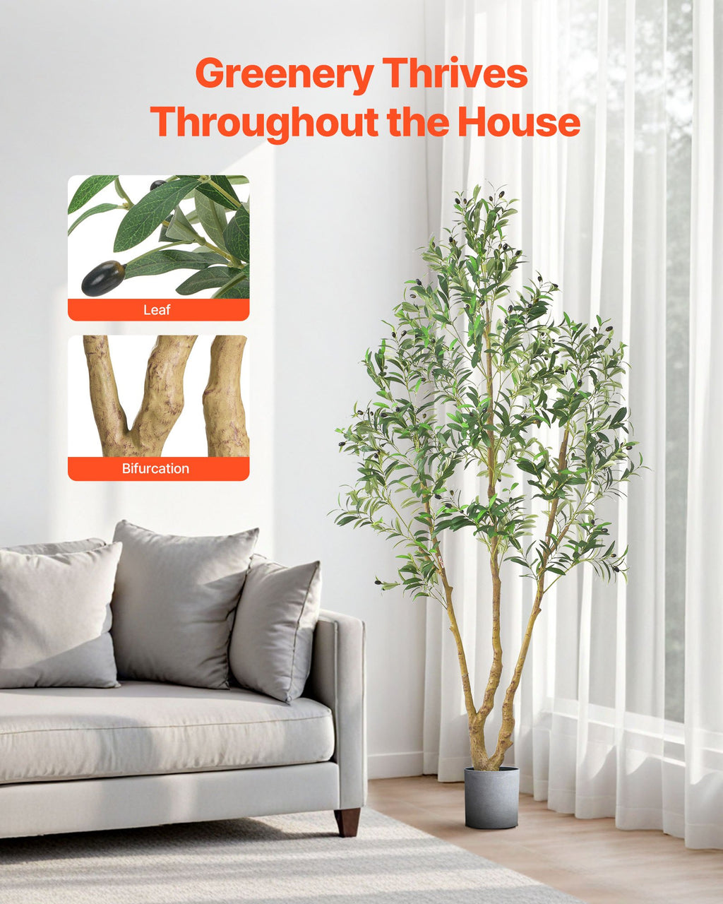 7FT Artificial Olive Tree Tall Fake Plant With Black Pot For Home Offi