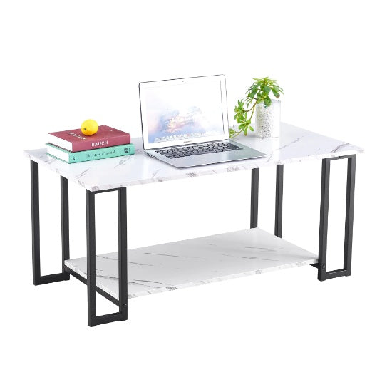 Modern Marble Coffee Table | 2-Tier Rectangular